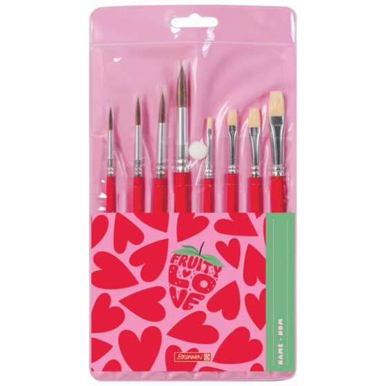 Schulpinsel-Set Fruity Love | rot, 8 Pinsel