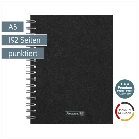 Notizbuch Premium Wire | A5, punktiert, schwarz
