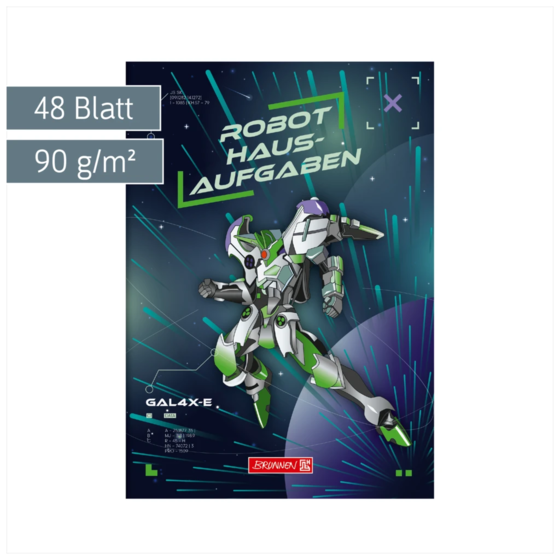 Hausaufgabenheft Robot Heroes | A5, 48 Blatt, dunkelblau/grün