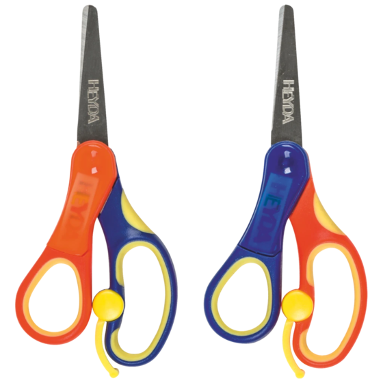 Kinderschere Soft-Touch Linkshänder | abgerundet, 135 mm, blau/orange