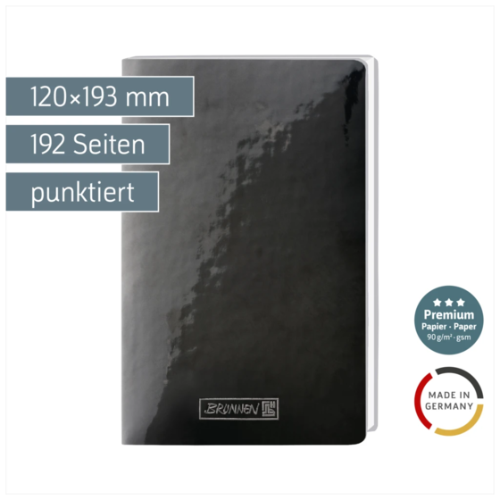 Notizbuch Premium Flexibook „Lack“ | A5, punktiert, schwarz