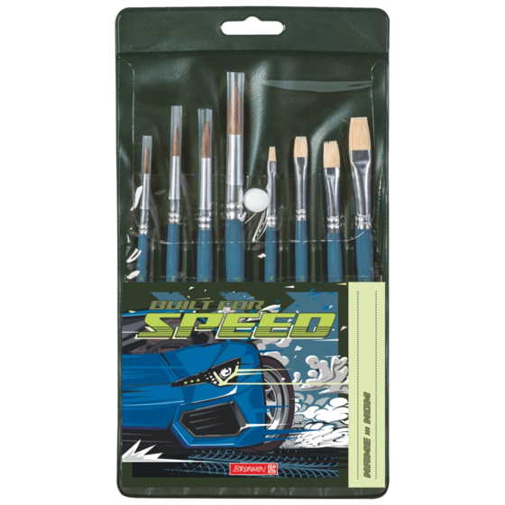 Schulpinsel-Set Fast Wheels | blau, 8 Pinsel