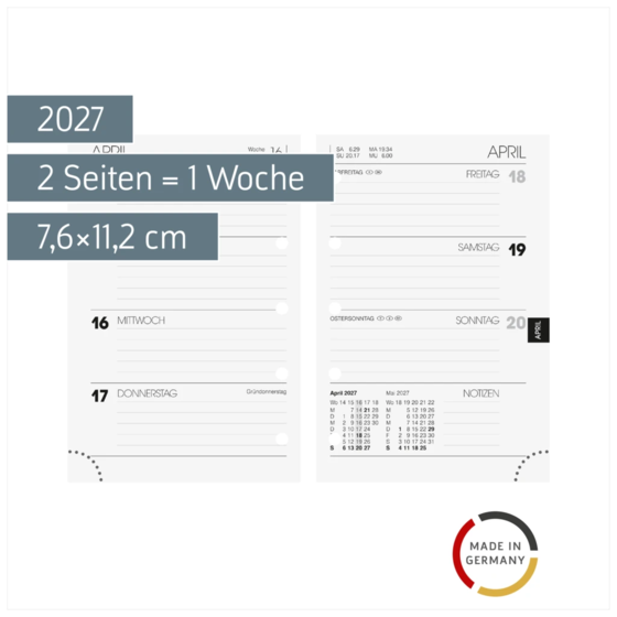 Wochen-Ersatzkalendarium Mod. 723 2027 | 7,6×11,2 cm