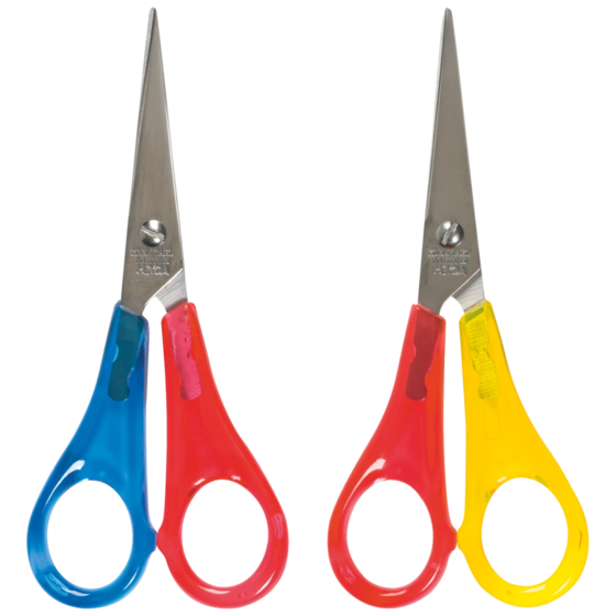 Kinderschere Linkshänder | spitz, 130 mm, sortiert, rot/gelb, rot/blau