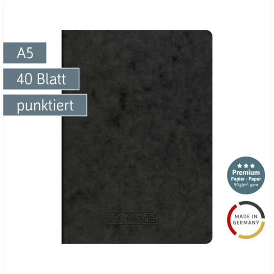 Heft Premium FACT!plus | A5, punktiert, 40 Blatt, schwarz