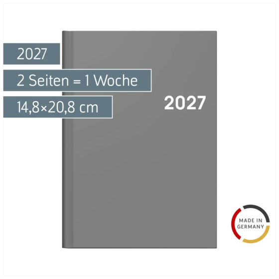 Buchkalender Colour Line Mod. 796 2027 | A5, Kunststoff, grau