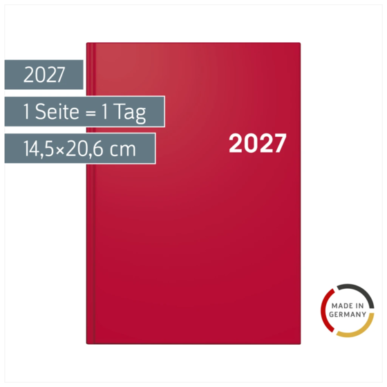 Buchkalender Colour Line Mod. 795 2027 | A5, Kunststoff, rot