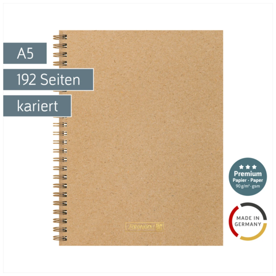 Notizbuch Premium Wire | A5, kariert, caramel