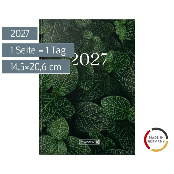 Buchkalender Design Line Mod. 795 2027 „Leaves“ | A5, Papier