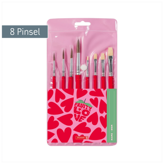 Schulpinsel-Set Fruity Love | rot, 8 Pinsel