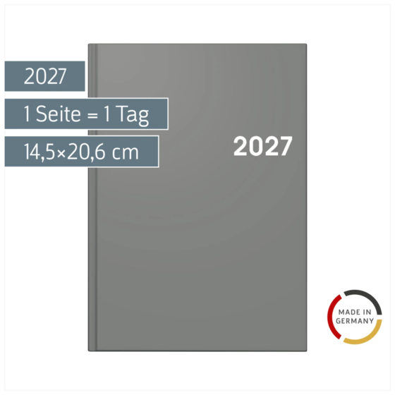 Buchkalender Colour Line Mod. 795 2027 | A5, Kunststoff, grau