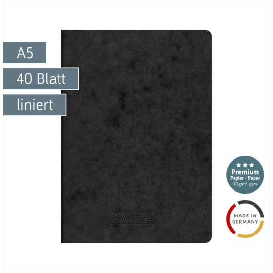 Heft Premium FACT!plus | A5, liniert, 40 Blatt, schwarz