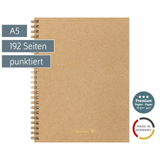 Notizbuch Premium Wire | A5, punktiert, caramel