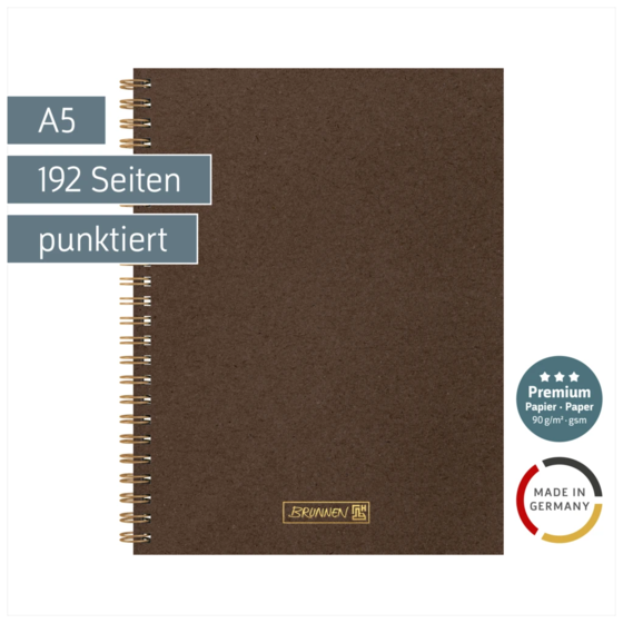 Notizbuch Premium Wire | A5, punktiert, chocolate