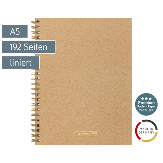 Notizbuch Premium Wire | A5, liniert, caramel