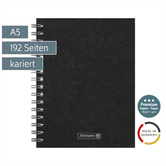 Notizbuch Premium Wire | A5, kariert, schwarz