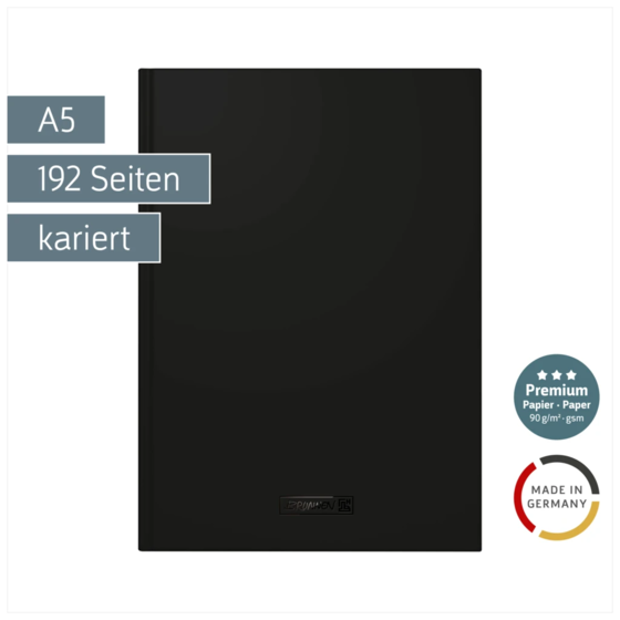 Notizbuch Premium Colour Line | A5, kariert, onyx