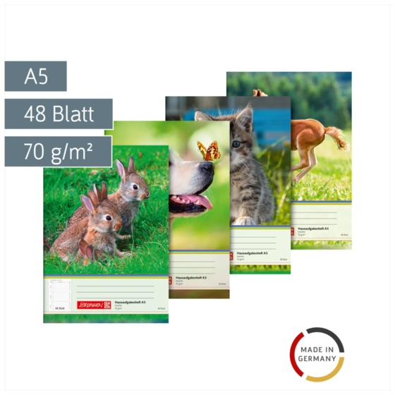 Hausaufgabenheft | A5, 48 Blatt, sortiert
