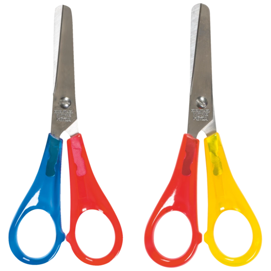 Kinderschere Linkshänder | abgerundet, 130 mm, sortiert, rot/gelb, rot/blau