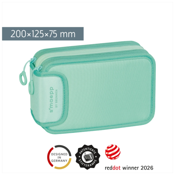 Federmäppchen s'maepp Colour Code | 3 Reißverschlüsse, mint