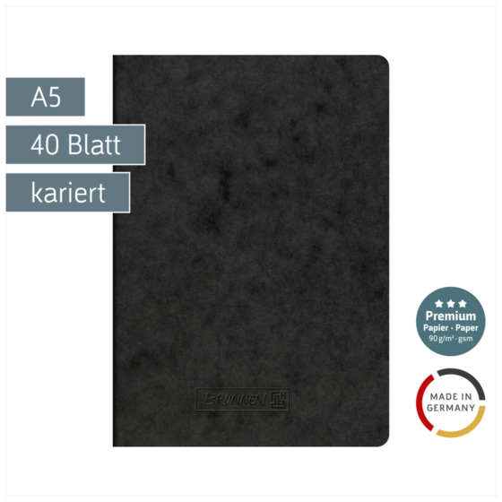 Heft Premium FACT!plus | A5, kariert, 40 Blatt, schwarz