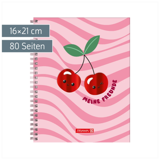 Freundebuch Fruity Love | 16×21 cm, 80 Seiten, rosa/rot