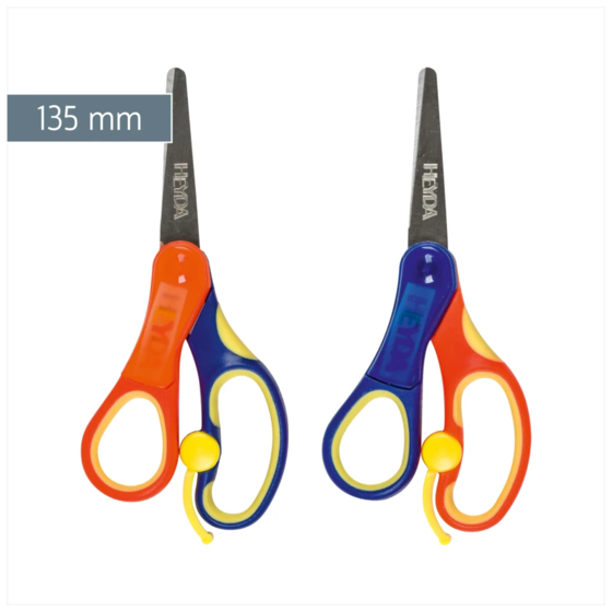 Kinderschere Soft-Touch Linkshänder | abgerundet, 135 mm, blau/orange