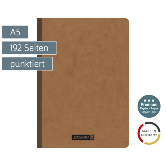 Notizbuch Premium FACT!plus Kladde | A5, punktiert, braun