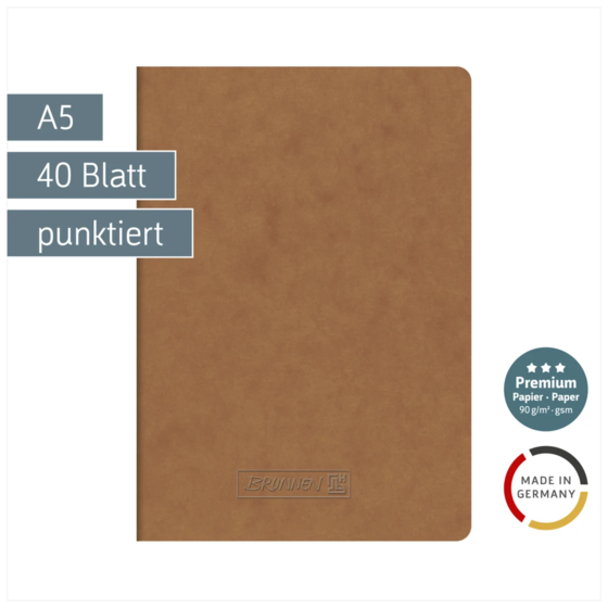 Heft Premium FACT!plus | A5, punktiert, 40 Blatt, braun