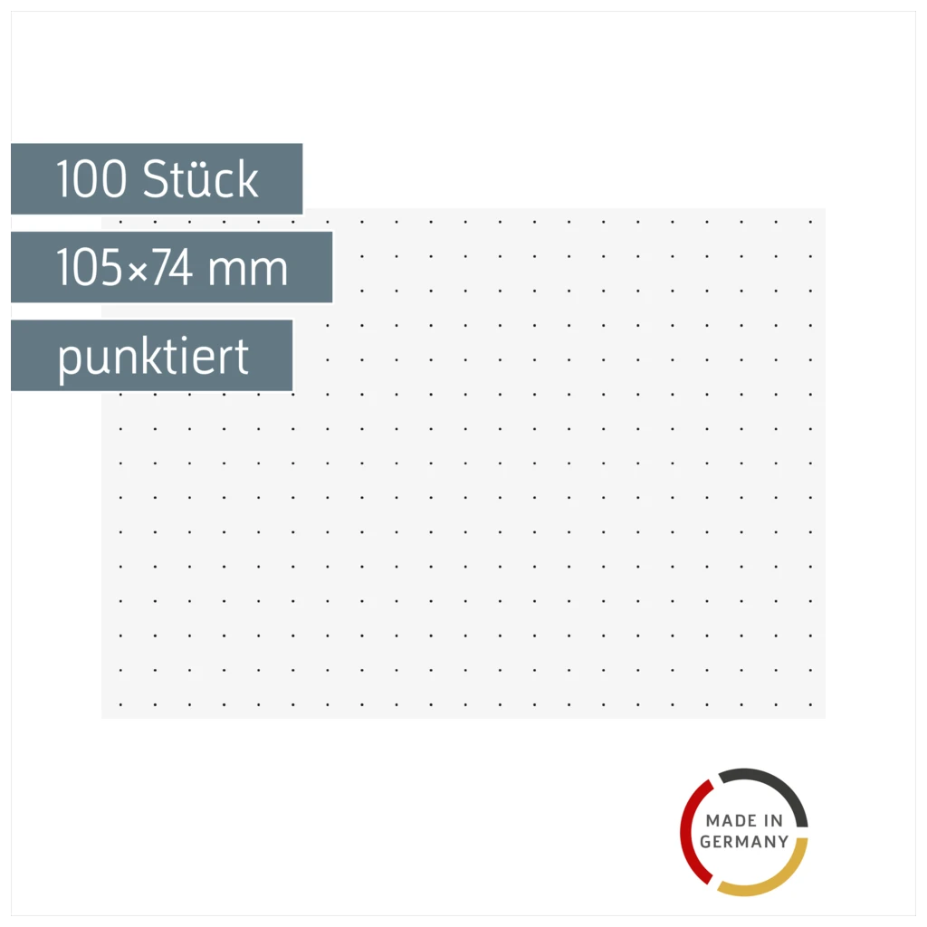 Karteikarten | 105×74 mm, A7, dotted, weiß, 100 Stück