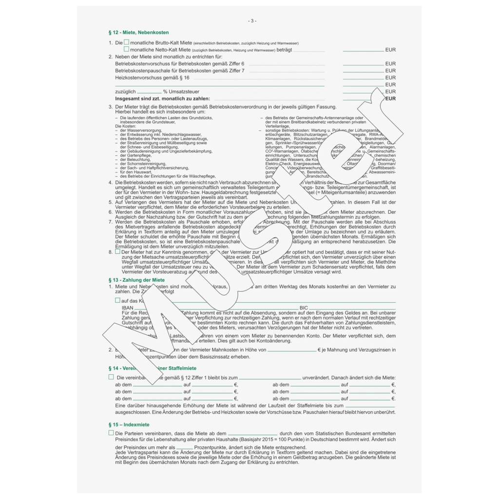 Formular „Mietvertrag für Gewerberäume“ | A4