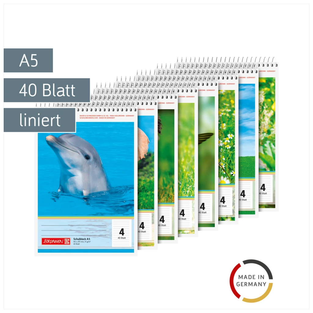 Schulblock | A5, Lineatur 4, 40 Blatt, sortiert