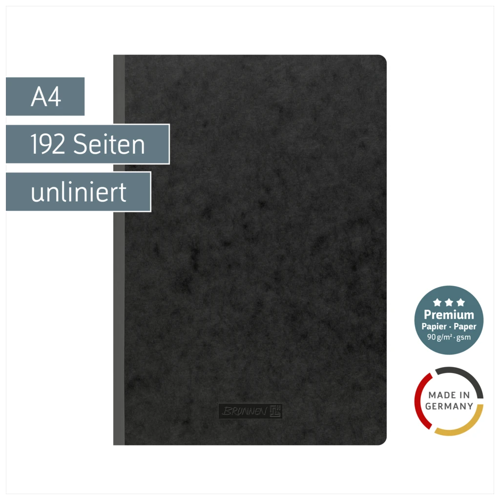 Notizbuch Premium FACT!plus Kladde | A4, unliniert, schwarz