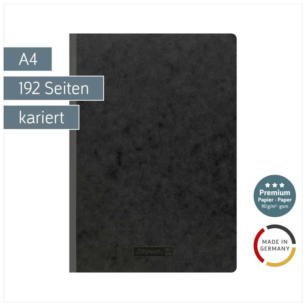 Notizbuch Premium FACT!plus Kladde | A4, kariert, schwarz