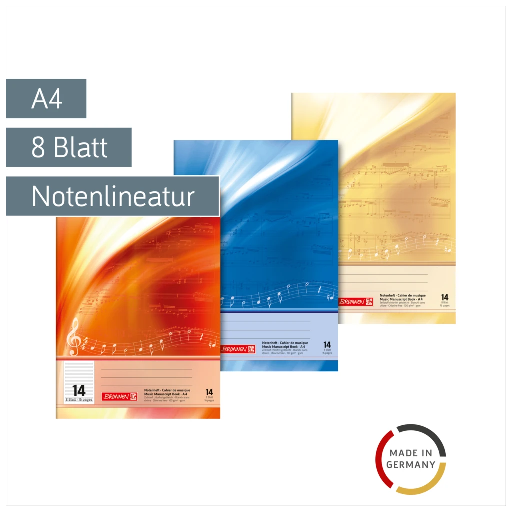 Notenheft | A4, Lineatur 14, 8 Blatt, sortiert