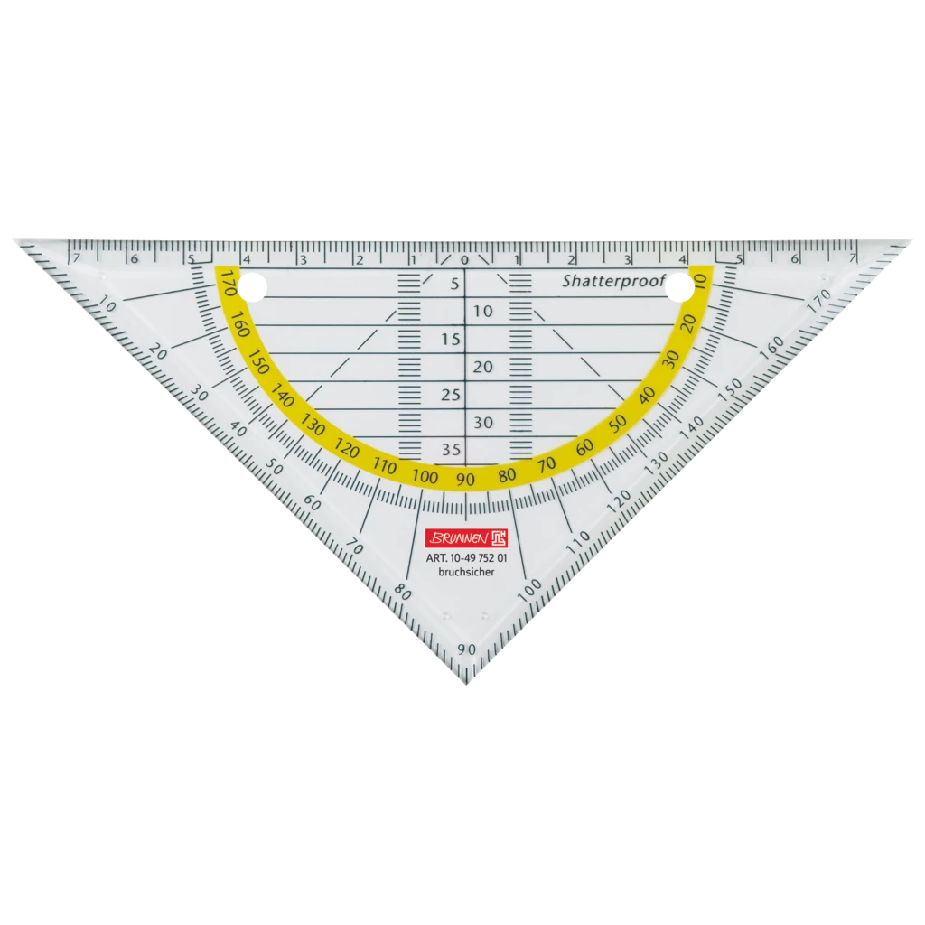 Geometrie-Dreieck zum Abheften, bruchsicher | 16 cm, glasklar