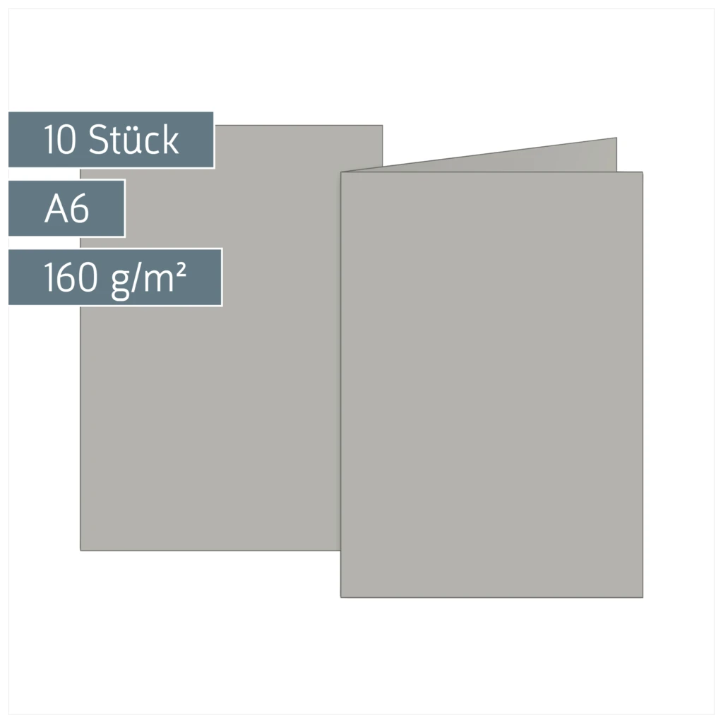 Klappkarten Universalpapier | A6, 105×150 mm, 160 g/m², grau, 10 Stück