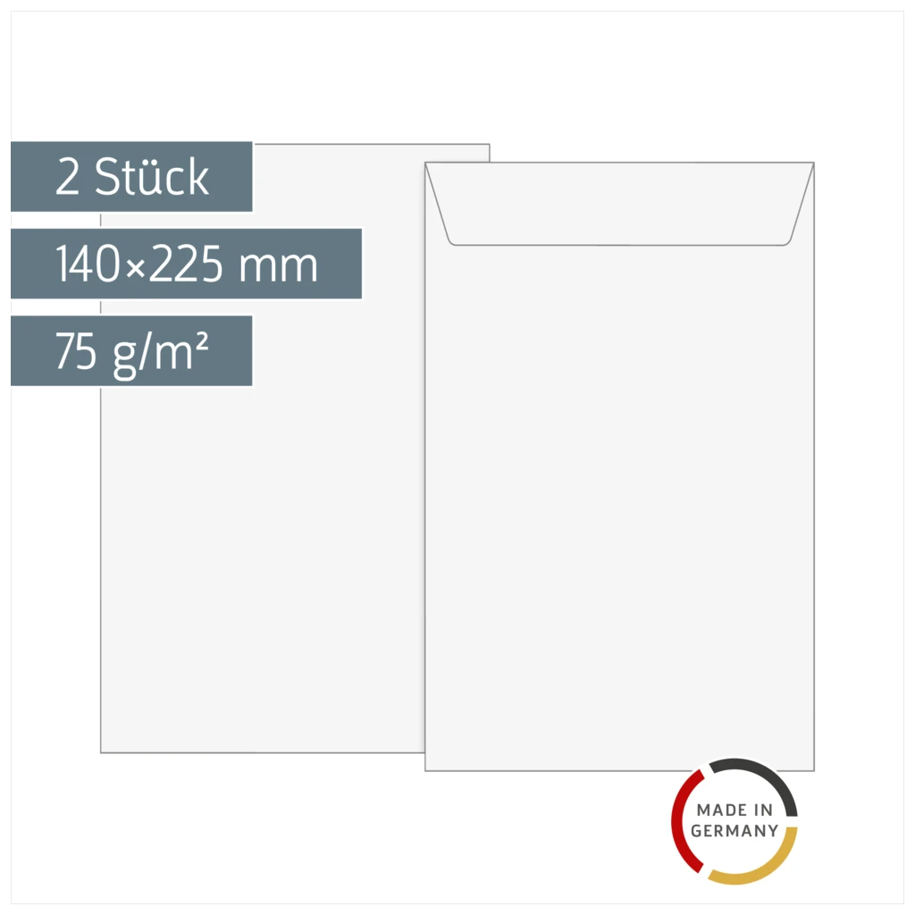 Luftpolstertaschen | 140×225 mm, 12, 75 g/m², weiß, 2 Stück