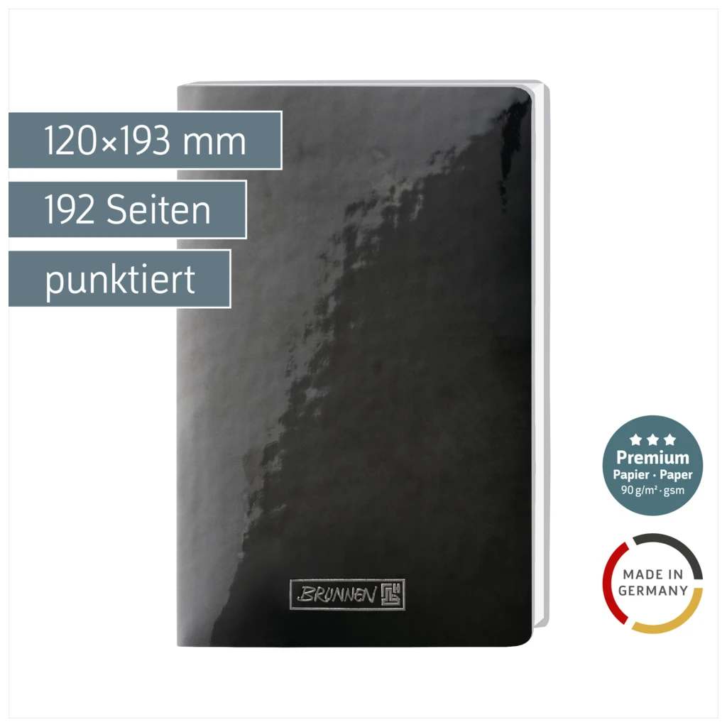 Notizbuch Premium Flexibook „Lack“ | A5, punktiert, schwarz