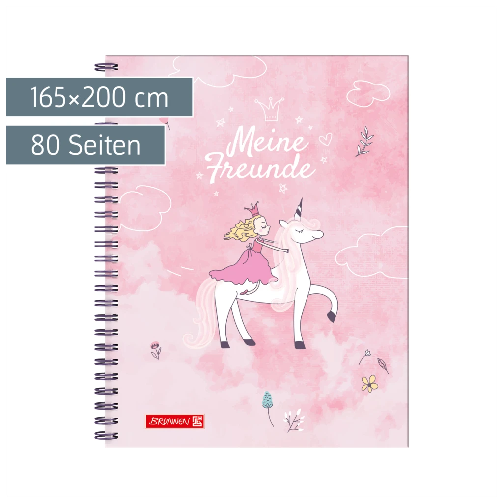 Freundebuch Unicorn Princess | 165×200 cm, 80 Seiten, rosa
