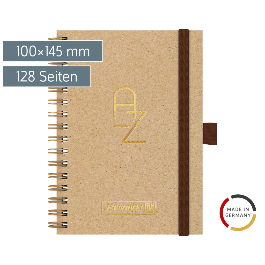 Adressbuch Wire „Spirale“ | A6, 128 Seiten, caramel