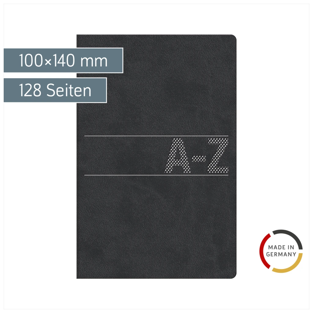 Adressbuch „Virando“ | 100×140 mm, 128 Seiten, schwarz