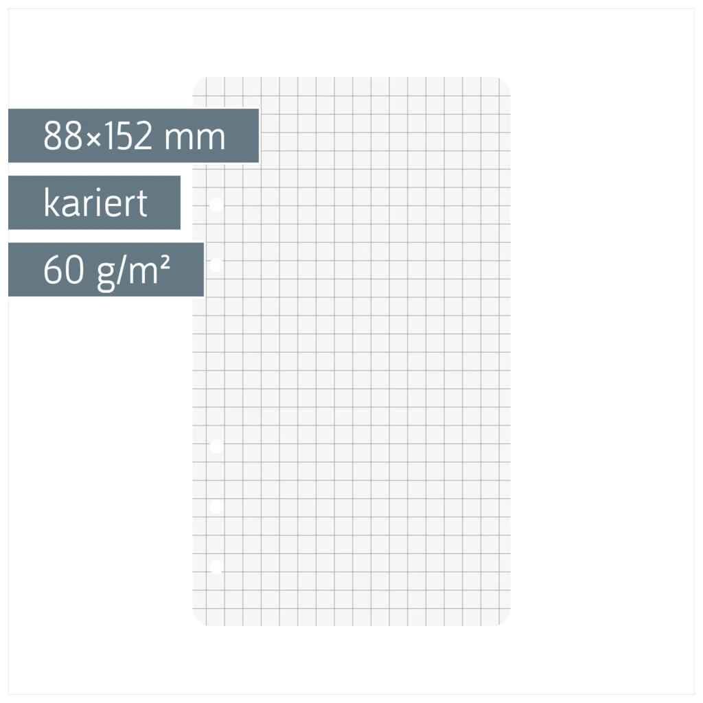 Ringbucheinlagen | A6, 5 mm kariert, weiß, 50 Blatt
