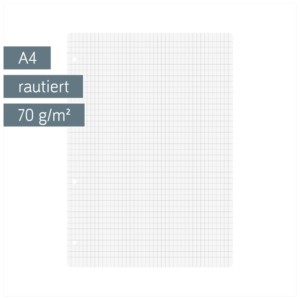 Ringbucheinlagen | A4, 5×7 mm rautiert, weiß, 50 Blatt