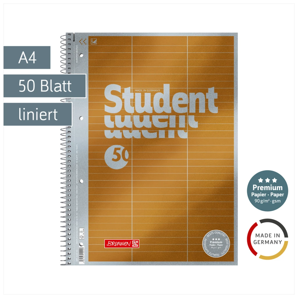 Collegeblock Premium Student „Vokabeln“ | A4, Lineatur 54, 50 Blatt, gelb