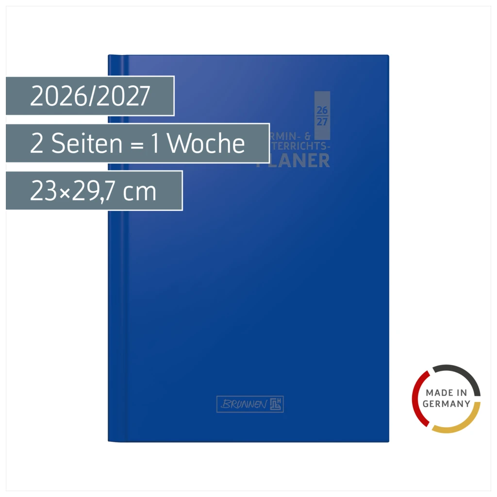 Lehrerkalender 2026/2027 Termin- & Unterrichtsplaner | A4, Kunststoff, blau