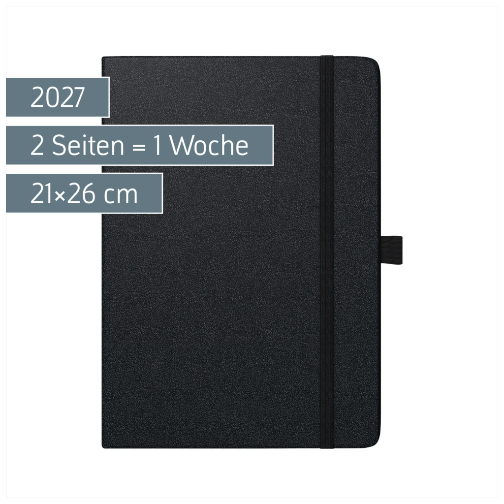 Buchkalender Kompagnon Mod. 761 66 2027 | 21Ă—26 cm, Kunststoff, schwarz