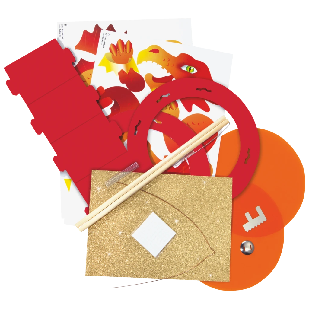 Laternen-Bastel-Set „Drache“ | orange/rot