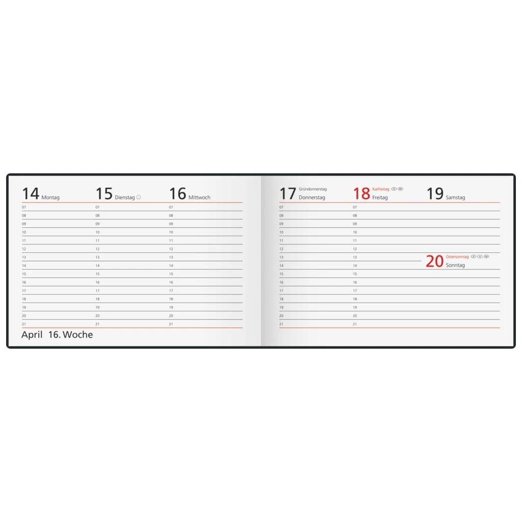 Taschenkalender Design Line Mod. Septimus 2027 „Feather“ | A6 quer, Textil