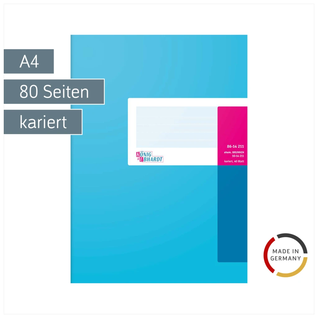 Geschäftsbuch | A4, 80 Seiten, kariert, Karton, magenta/hellblau